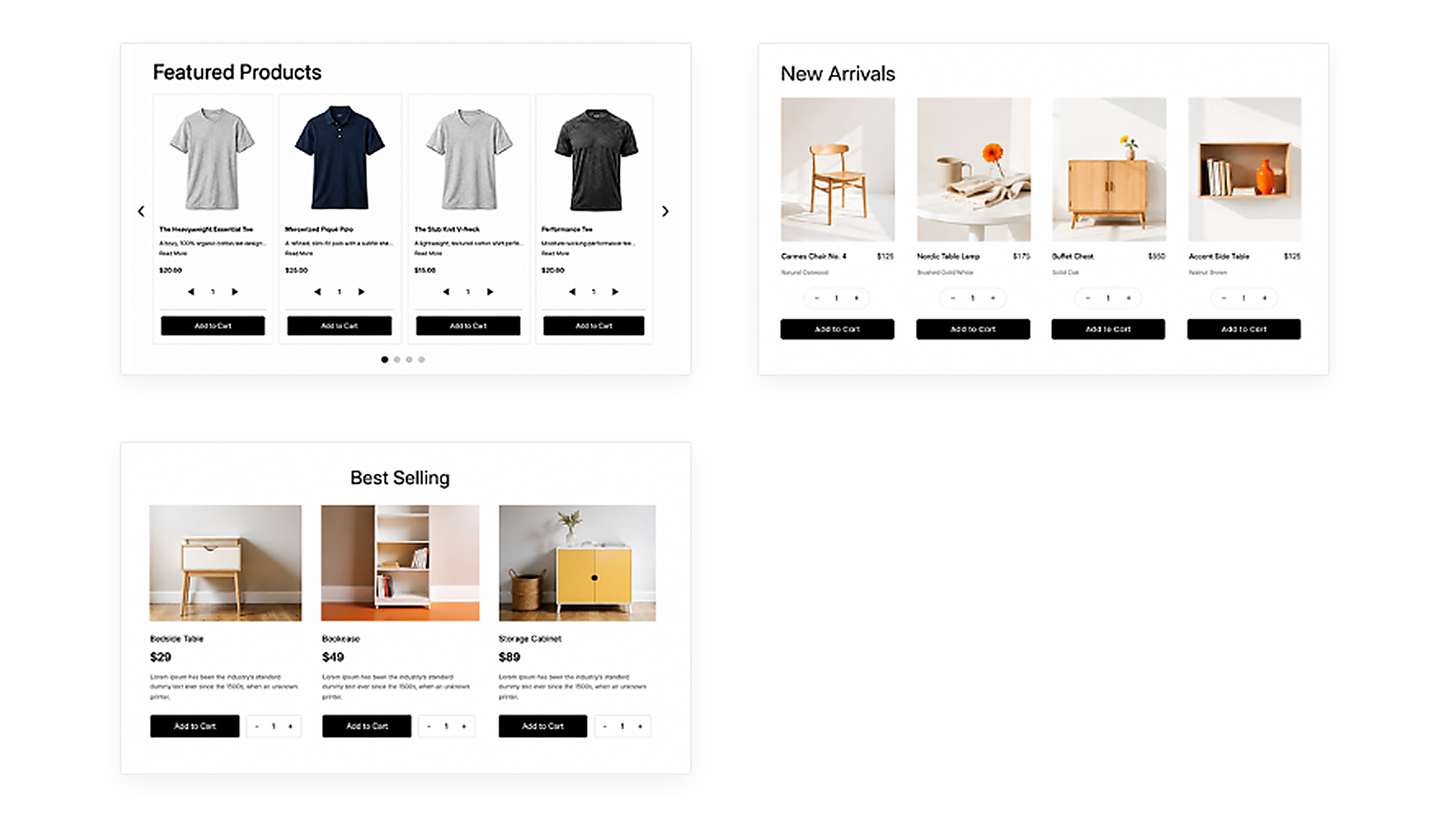 Customizable e-commerce sections